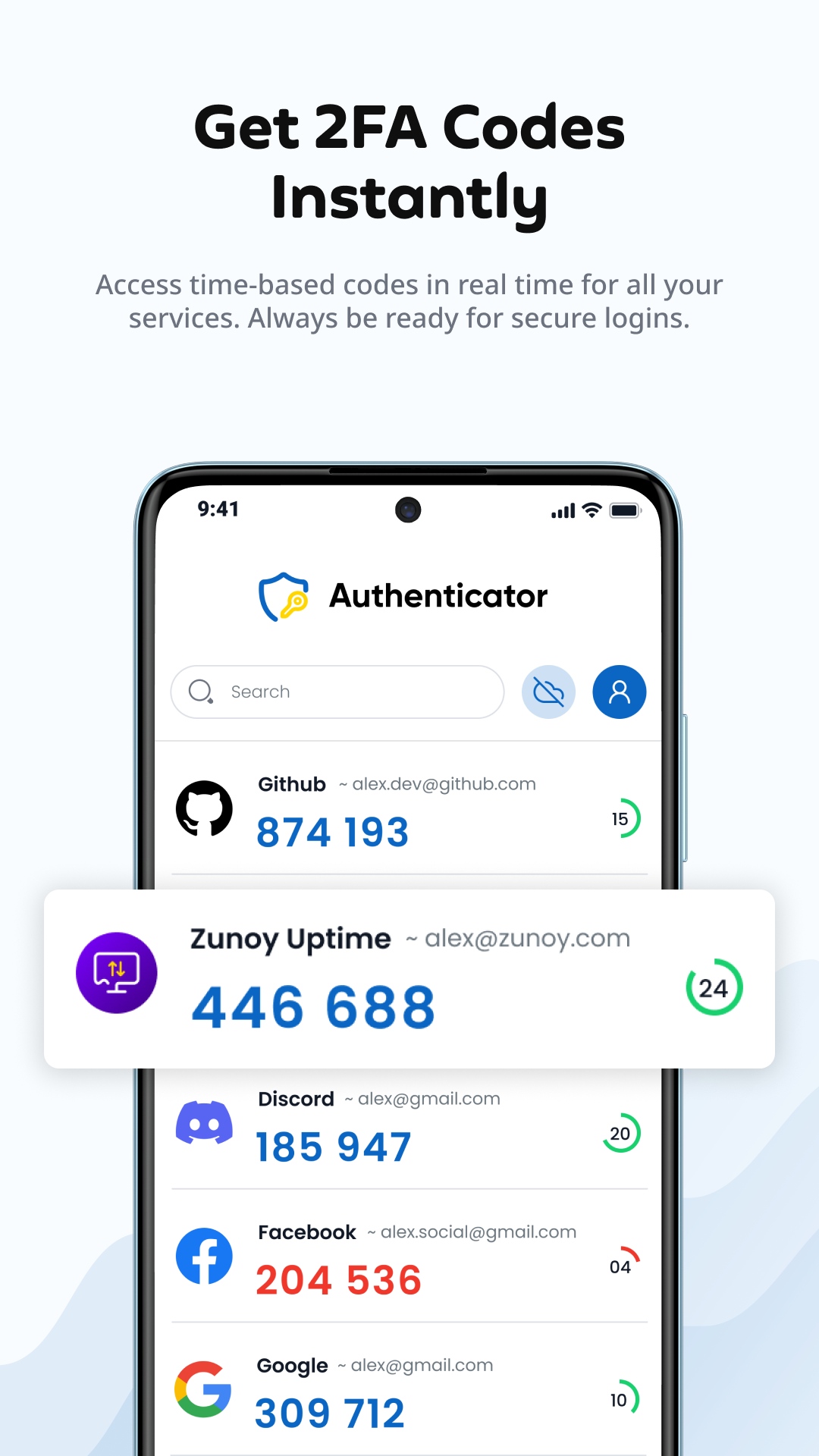 screenshot of Zunoy Authenticator